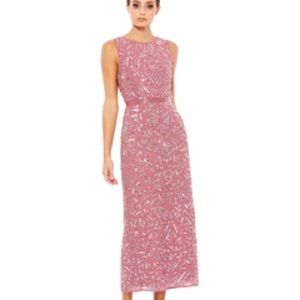 Macduggal Rosewood Geometric Patterned Midi Dress.